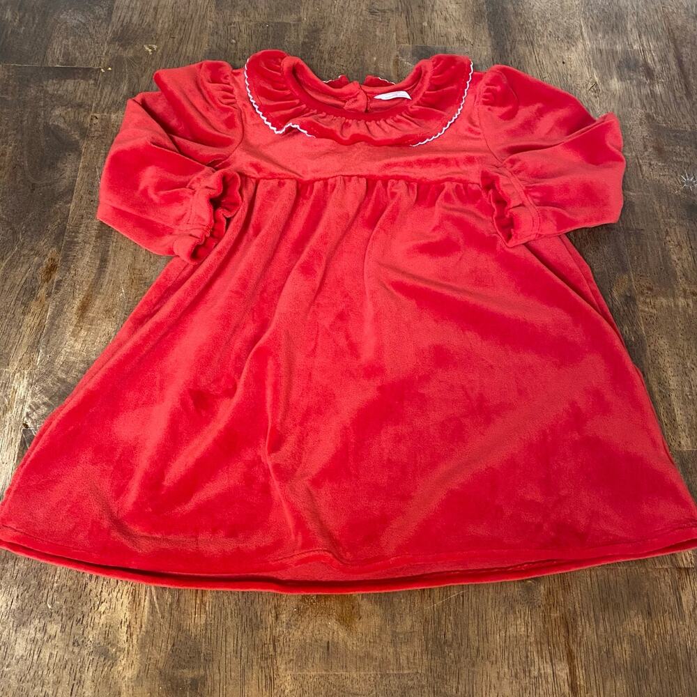 Wonder Nation red velvet holiday ruffle collar long sleeve dress SIZE‎ 24M